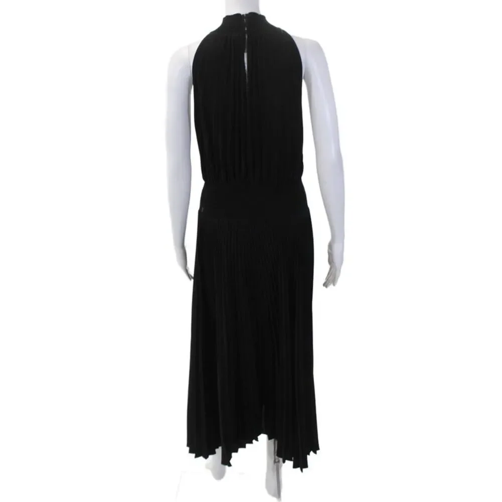 ALC Womens Sleeveless Mock Neck Pleated Midi Shift Dress Black Size 12_3